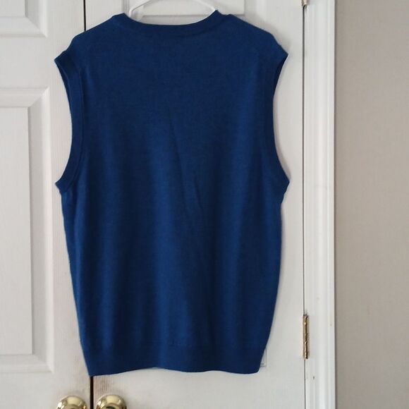 Turnbury Royal Blue 100% Extra Fine Merino Wool V-neck sweater vest  Sz L  NWOT - Picture 5 of 7